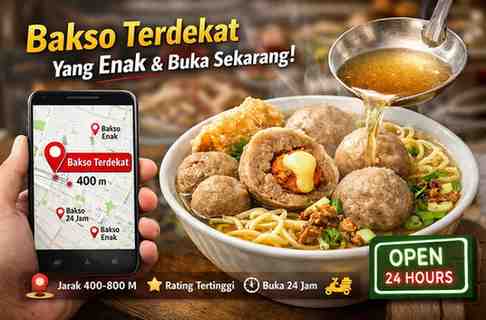 Tempat Makan Bakso Enak Terdekat 400-800 Meter dari Lokasi Sekarang