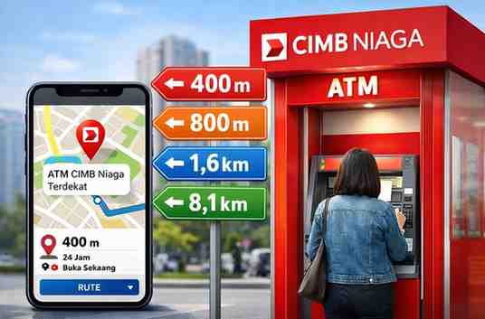 ATM CIMB Niaga Terdekat dalam Jarak 400-800 M dan 1,6-8,1 KM