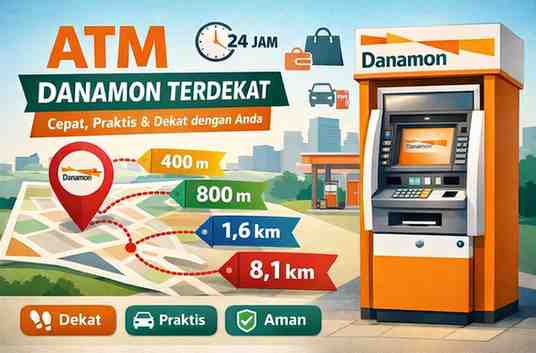 ATM Danamon Terdekat dalam Jarak 400 M, 800 M, 1,6 KM dan 8,1 KM