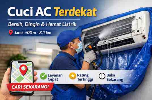 Cuci AC Terdekat dalam Jarak 400M, 800M, 1,6KM - 8,1KM