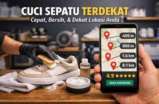 Cuci Sepatu Terdekat dalam Jarak 400M, 800M, 1,6KM - 8,1KM