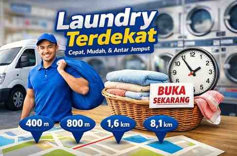 Laundry Terdekat dalam Jarak 400M, 800M, 1,6KM dan 8,1KM