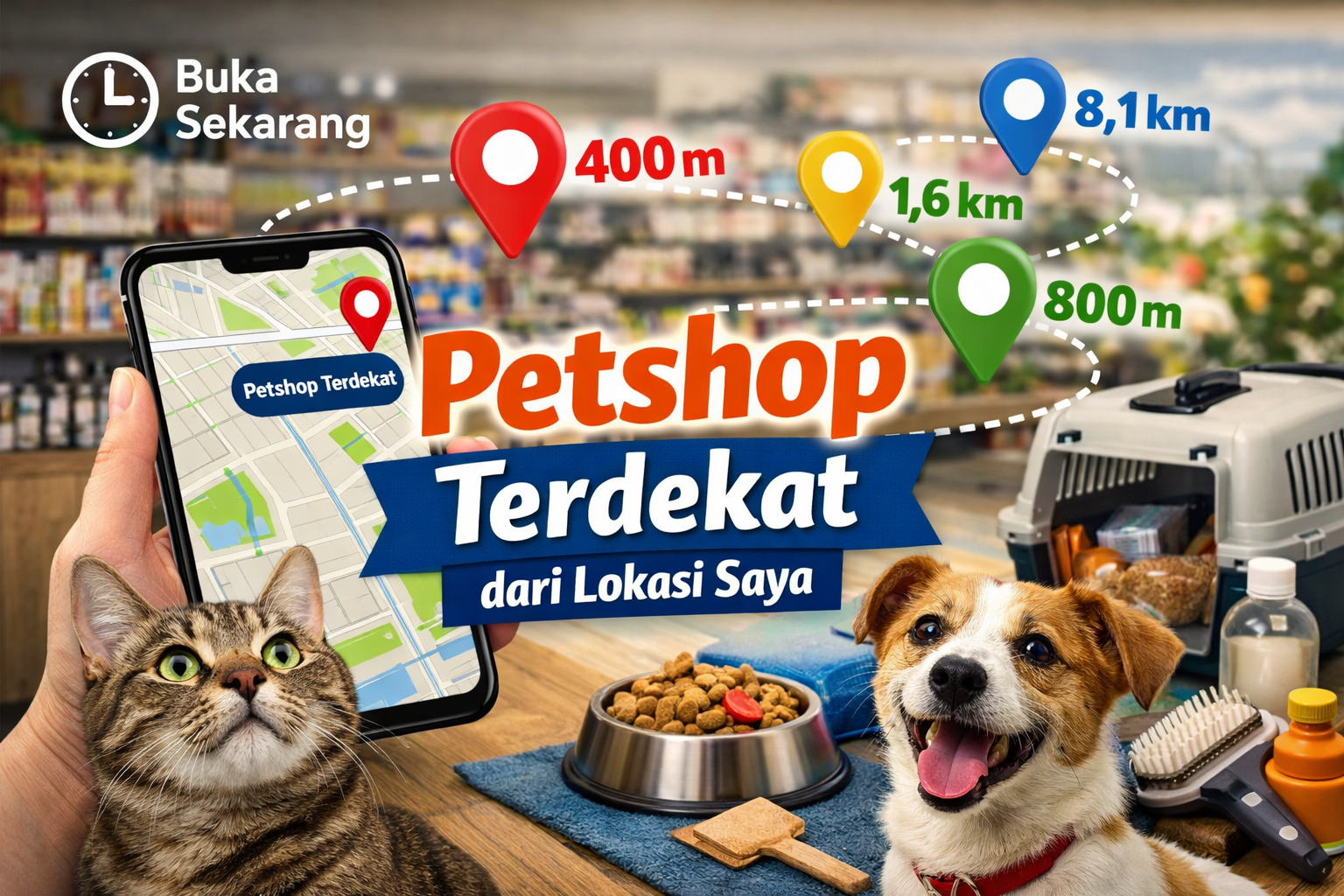 Petshop Terdekat dalam Jarak 400M, 800M, 1,6KM dan 8,1KM