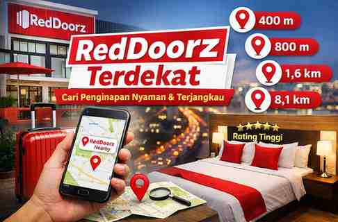 RedDoorz Terdekat dalam Jarak 400M, 800M, 1,6KM dan 8,1KM