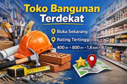 Toko Bangunan Terdekat dalam Jarak 400M, 800M, 1,6KM - 8,1KM