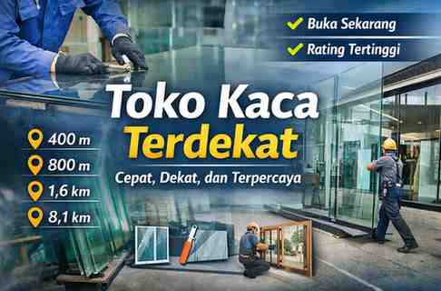 Toko Kaca Terdekat dalam Jarak 400M, 800M, 1,6KM - 8,1KM