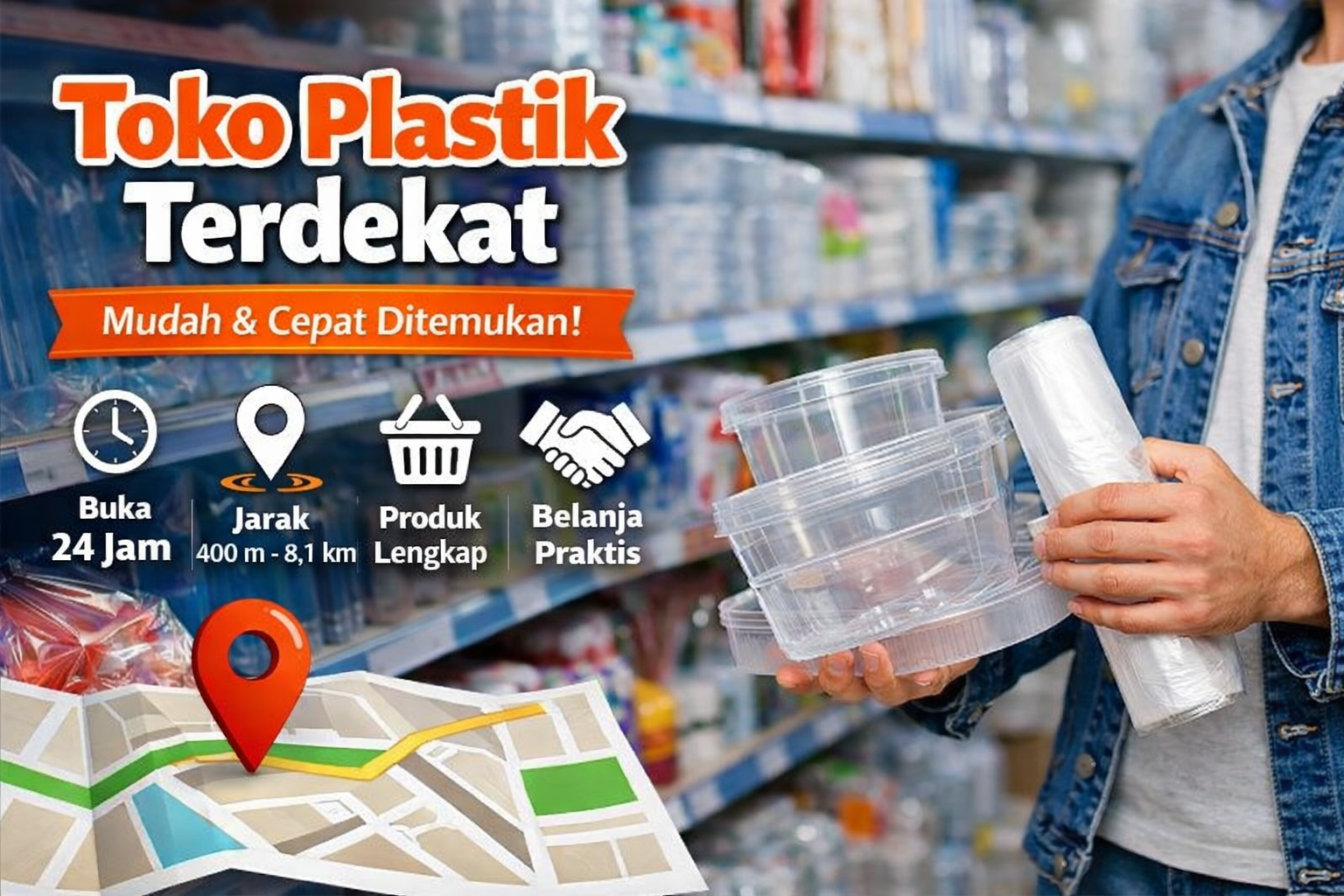 Toko Plastik Terdekat dalam Jarak 400M, 800M, 1,6 - 8,1 KM